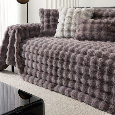 兔毛绒沙发垫冬季加厚毛绒防滑坐垫2024新款沙发套罩全盖布靠背巾,淘宝优惠券,粉丝福利购,淘宝优惠卷