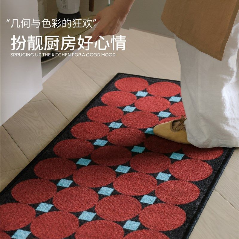 赛波斯厨房地垫吸水吸油可水洗中古风艺术几何长条地毯耐脏防滑,淘宝优惠券,粉丝福利购,淘宝优惠卷