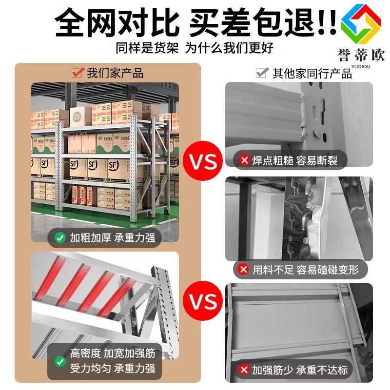 304 stainless steel storage shelves warehouse multi-layer thickened storage racks commercial basement cold storage Y hole plate shelves
