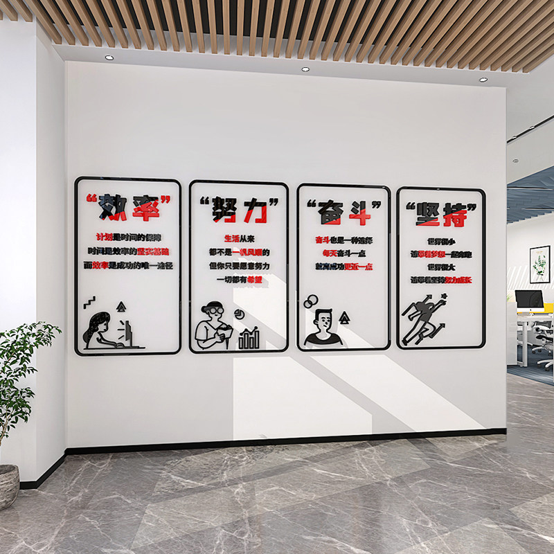 办公室励志标语背景装饰墙贴公司企业压克力立体布置墙贴自粘壁纸,淘宝优惠券,粉丝福利购,淘宝优惠卷