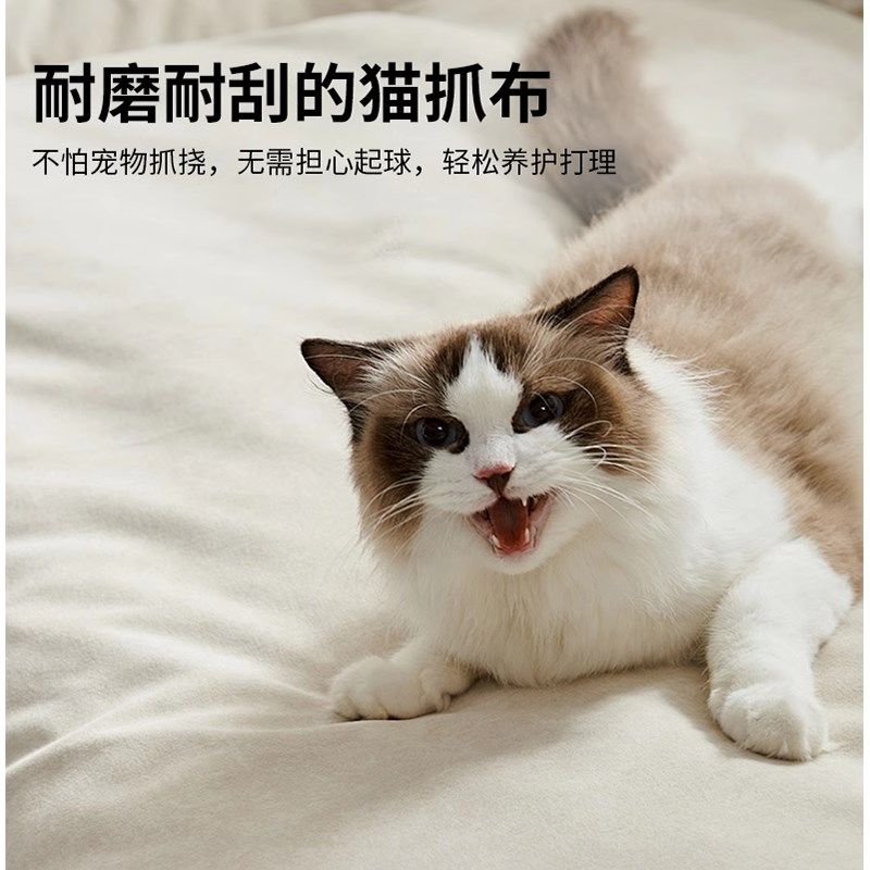 电动多功能沙发床客厅猫抓磨砂布小户型奶油风可伸缩直排布艺沙发,淘宝优惠券,粉丝福利购,淘宝优惠卷