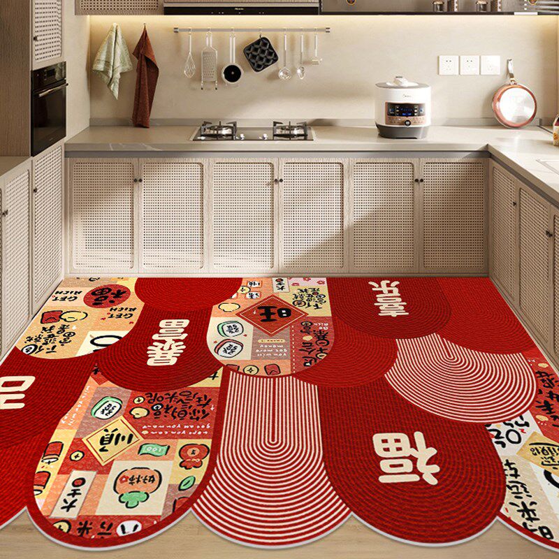 Kitchen floor mat pvc wipeable no-slip anti-slip oil-proof waterproof anti-fouling new L home door carpet dirt-resistant thickening