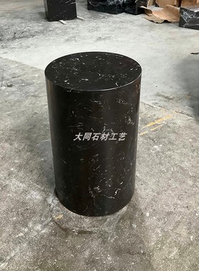 圆柱形大理石底座高端摆件家居饰品奢华装饰酒店样板房展示雕塑台