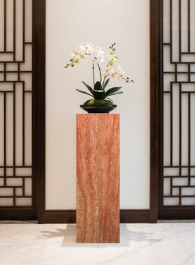 天然洞石底座座玄关装饰立柱花盆高低摆台大理石摆件底座高端定制