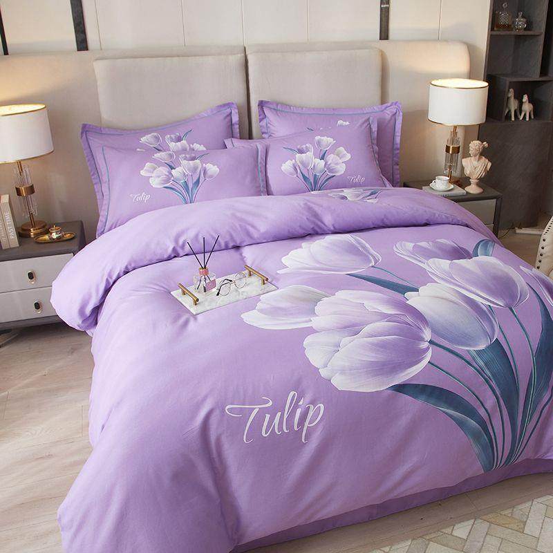 纯棉斜磨毛大花四件纹被套婚庆床上用品pxx1002四季套被罩床单时,淘宝优惠券,粉丝福利购,淘宝优惠卷