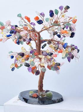 紫水晶天然水晶手工宝石片装树饰415456玛瑙石矿物装饰树品办公室