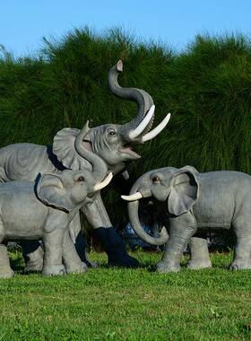 仿真大象雕塑户外落地玻璃钢观动物模林型园1990-199景公园房庭地