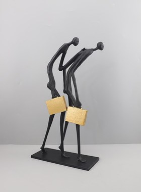 简约金属人物摆件 家居客厅样板间展厅艺术抽象P铸铁人 装饰工艺