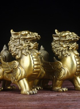 纯铜貔貅摆件一对金钱皮丘工艺品公司办公M室开业礼品家居客厅摆