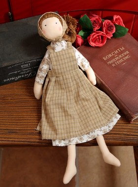 新款韩式甜美花裙头巾女孩娃娃摆件公仔礼物