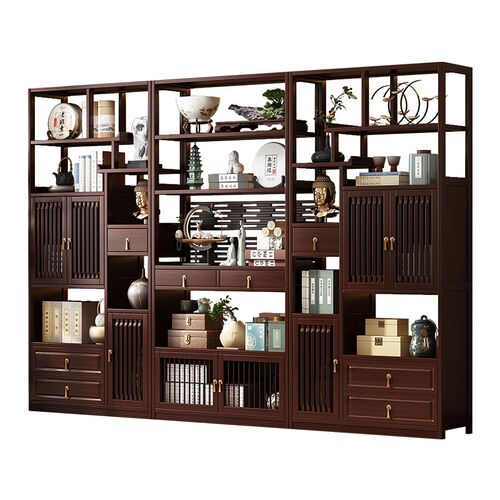 新中式博古架实木茶壶置物架子多宝阁茶具客厅摆件架子茶叶展示柜 - 图3