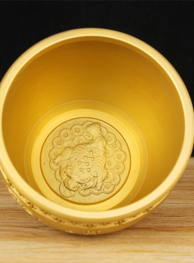 黄铜米缸招财进宝铜缸聚s宝盆摆件聚财存钱罐铜水缸福字缸家居客