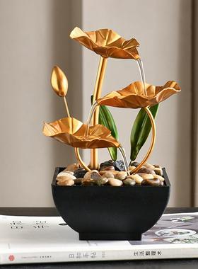 小型桌面循环流水公办室客招财厅风家居装饰铁艺轻奢简YY677687约