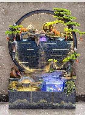 落地假tb-73530山流水厅喷摆件公客玄关阳台循环水幕墙鱼池泉开业