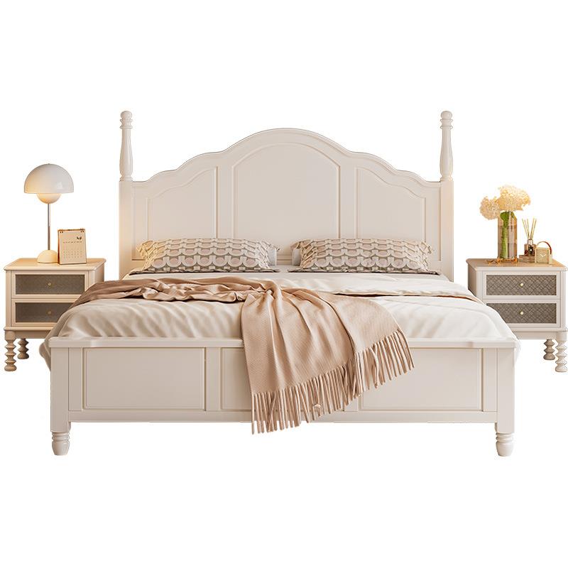 法式yf342奶油风实简木床现代1米8大床5架1.m女生卧约室白色美式 - 图3