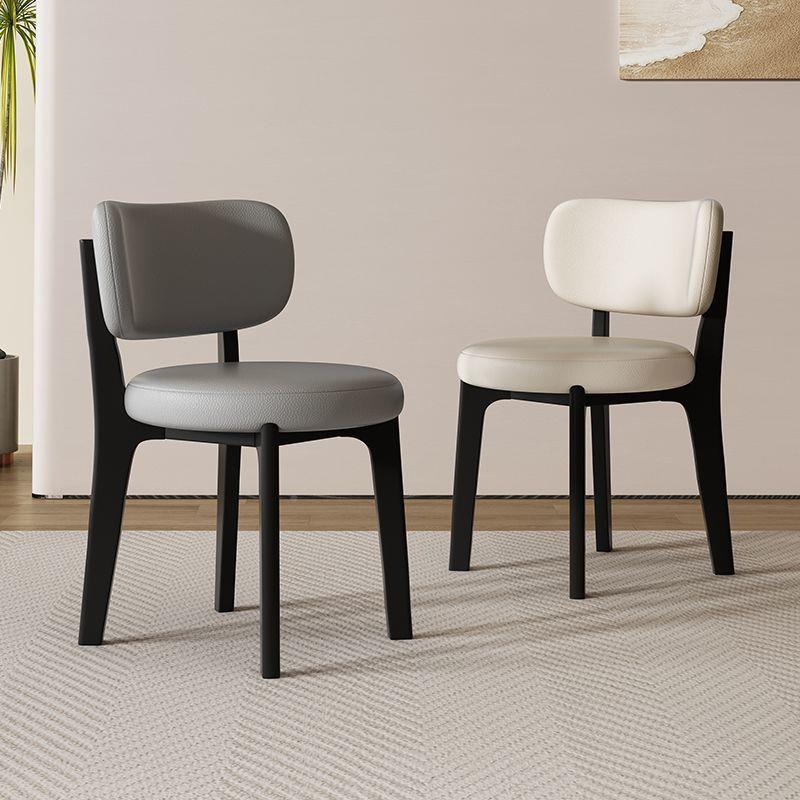 实木餐厅简现代网红餐椅家轻奢极简约MKF-1558椅子奶用油风意式黑 - 图0