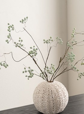 侘寂风蜂窝镂空穿孔艺术感陶瓷花瓶装摆饰L覆古做旧干花器别墅摆