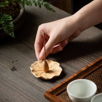 线香插香熏香炉家用禅意竹子莲花香托茶楼寺庙日式香台卧香插香器,淘宝优惠券,粉丝福利购,淘宝优惠卷