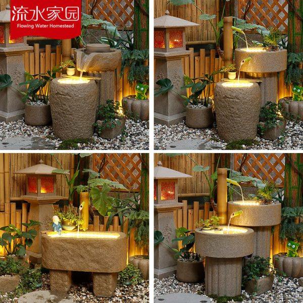 庭院花园流水摆件日式石磨水系景观小院别墅室内户外造景布置装饰,淘宝优惠券,粉丝福利购,淘宝优惠卷