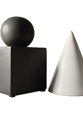 现代简约正方形陶瓷几何体摆件售楼处样板房书房桌面软装饰品摆设