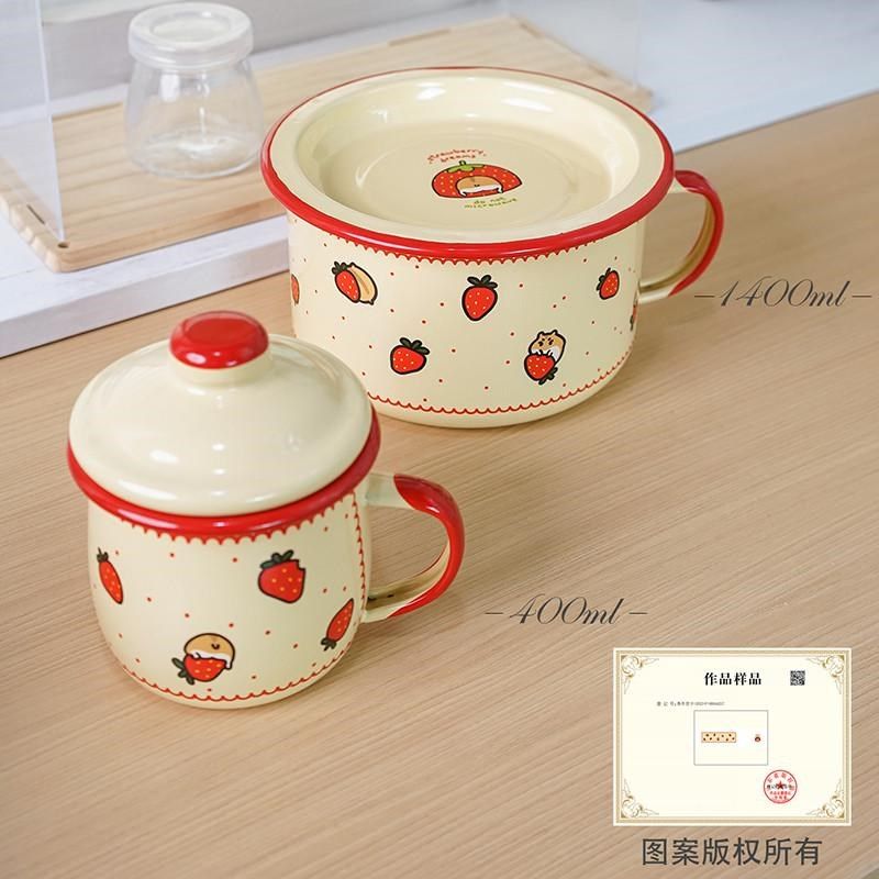 肥龙搪瓷泡面碗带盖学生宿舍食堂大号怀旧老式快餐杯便当饭盒,淘宝优惠券,粉丝福利购,淘宝优惠卷