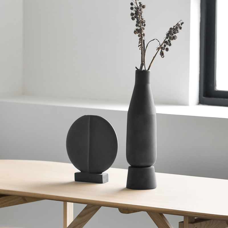 速发迦乐日式侘寂风台面艺术装饰插干枝高P花瓶可落地陶器摆件 - 图0