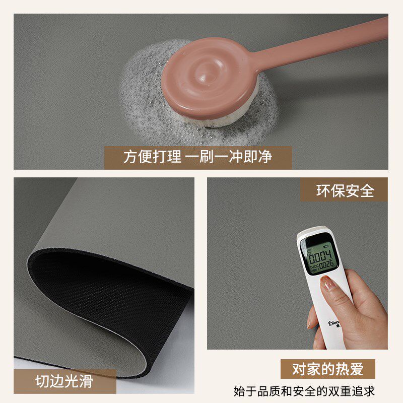Modern high-end solid color L-shaped kitchen floor mat silicone algae mud absorbs water and oil, non-slip, anti-fall and dirt-resistant special carpet