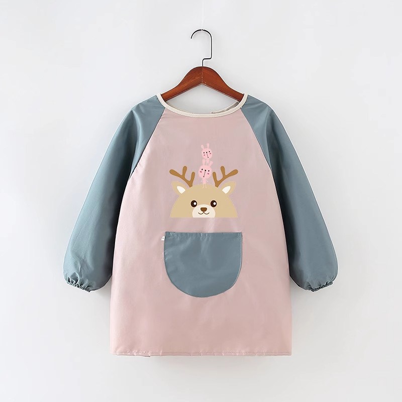 Children's aprons, baby eating bibs, new long-sleeved smocks, summer thin waterproof smocks, children's painting smocks