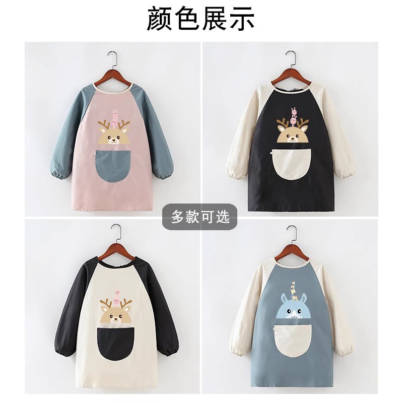 Children's aprons, baby eating bibs, new long-sleeved smocks, summer thin waterproof smocks, children's painting smocks