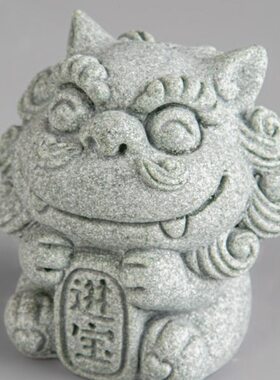 逗兽记新中式招财进宝装饰茶桌摆件风狮爷青砂石茶宠精品茶玩可养
