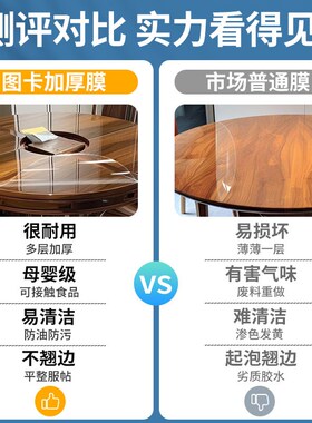 折叠圆桌实木家具耐高温防刮贴膜哑光大理K石餐桌子防烫透明保护