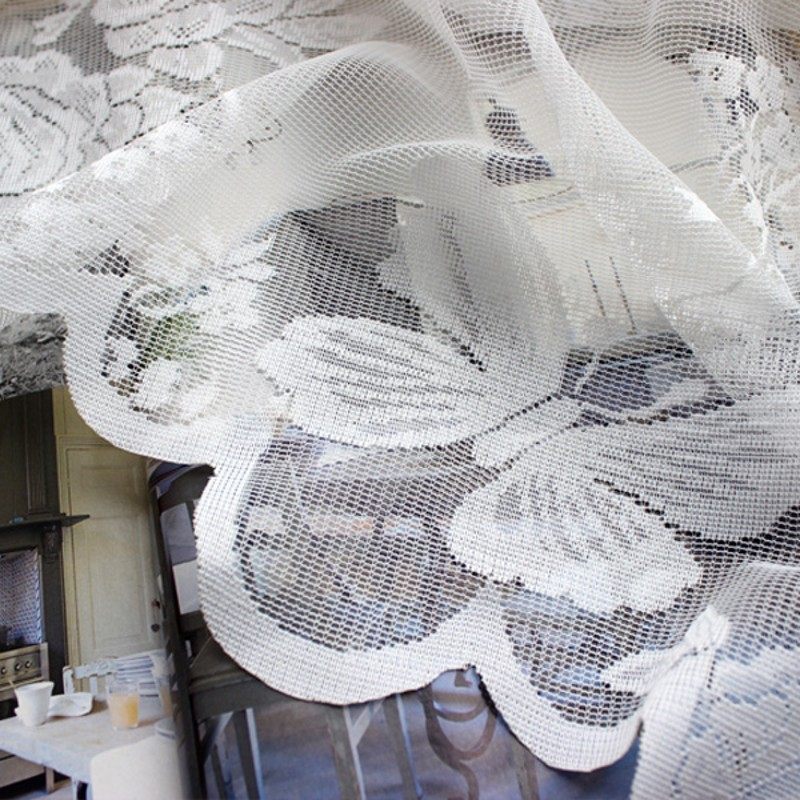 欧式田园蝴蝶成品窗纱蕾丝三角帘窗帘半帘厨房卧室帘门帘弧形帘,淘宝优惠券,粉丝福利购,淘宝优惠卷