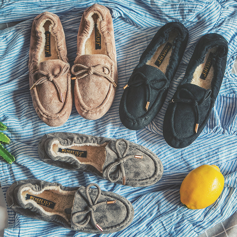 豆豆鞋女秋冬新款加绒一脚蹬懒人鞋大码孕妇平底软底蛋卷棉鞋,淘宝优惠券,粉丝福利购,淘宝优惠卷