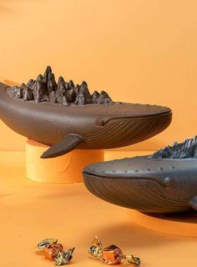 鲸鱼摆件收摆匙件客厅纳玄关钥摆放台轻奢新房卡饰通桌面装创意家