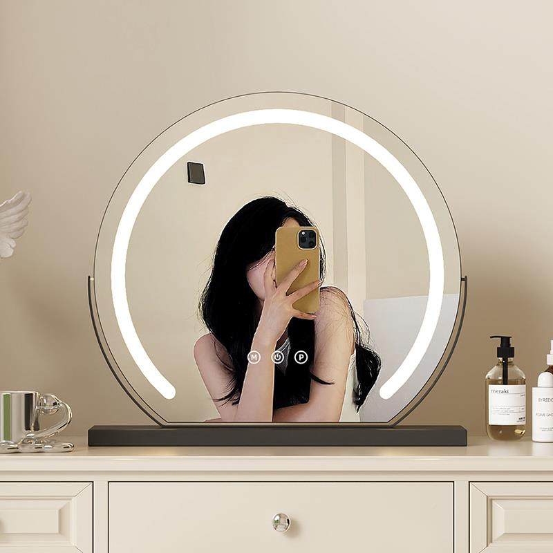 半圆智能e灯化l卧妆镜台式桌面室梳妆台镜子发d光智QMC能补妆梳妆,淘宝优惠券,粉丝福利购,淘宝优惠卷