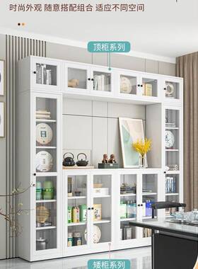 示4I用钢制柜带玻书璃门展柜书房落地书架现SJU代简家约铁艺置物