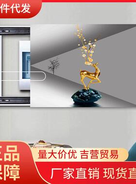 V5O简约现代电表箱装饰推拉箱4配电箱电闸盒遮挡F7576J88画钢化玻