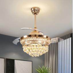 新水晶客隐形风扇灯餐厅轻奢家用高端大气款吊扇灯中山68灯厅具跨,淘宝优惠券,粉丝福利购,淘宝优惠卷