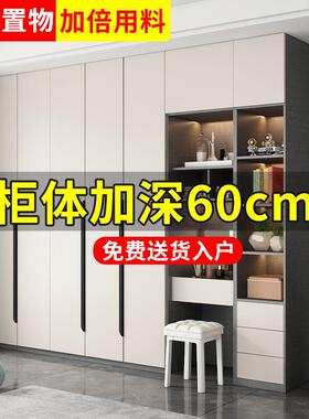 全实木衣柜门到顶家用室卧现代简四五约XIP六门储物柜一子通顶大