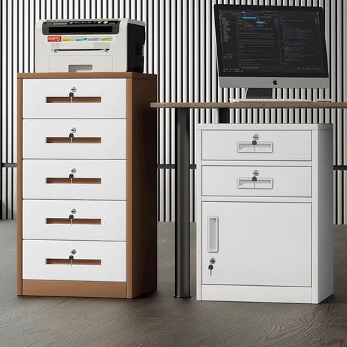 皮文铁件QLX柜柜办公室储柜档案资料柜桌下收纳矮物小柜子带锁抽 - 图1