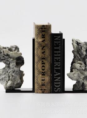 新中8106式装创意假山书挡书靠立陶瓷摆件办公室桌家居样板书房软