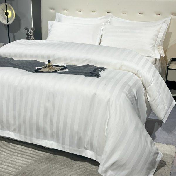 民宿风酒店床上四件套白色被套布草缎条带被芯枕头宾馆六七八件套,淘宝优惠券,粉丝福利购,淘宝优惠卷