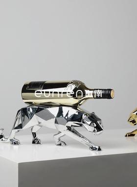 由工创简约几何切QQA面猎豹红酒架摆意件家居南客厅酒柜摆设艺装