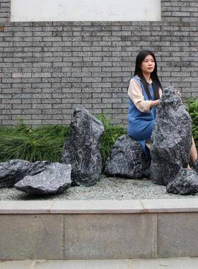 店铺仿真造石头摆件商场假石山VOR头景布室内旱景软装黑石橱窗装