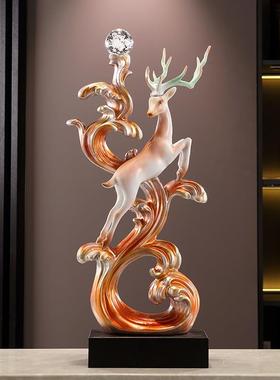 入户玄客关生水风起摆件一鹿长虹招财厅家居电视办公桌面柜装饰品