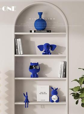 匠十植绒蓝色三厅克莱因蓝色植绒轻奢装术饰酒柜书柜品小众客艺品