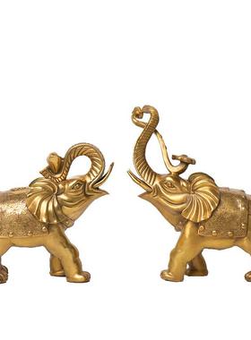摆福家居店铺象装饰品铜0117元宝如意象件大象