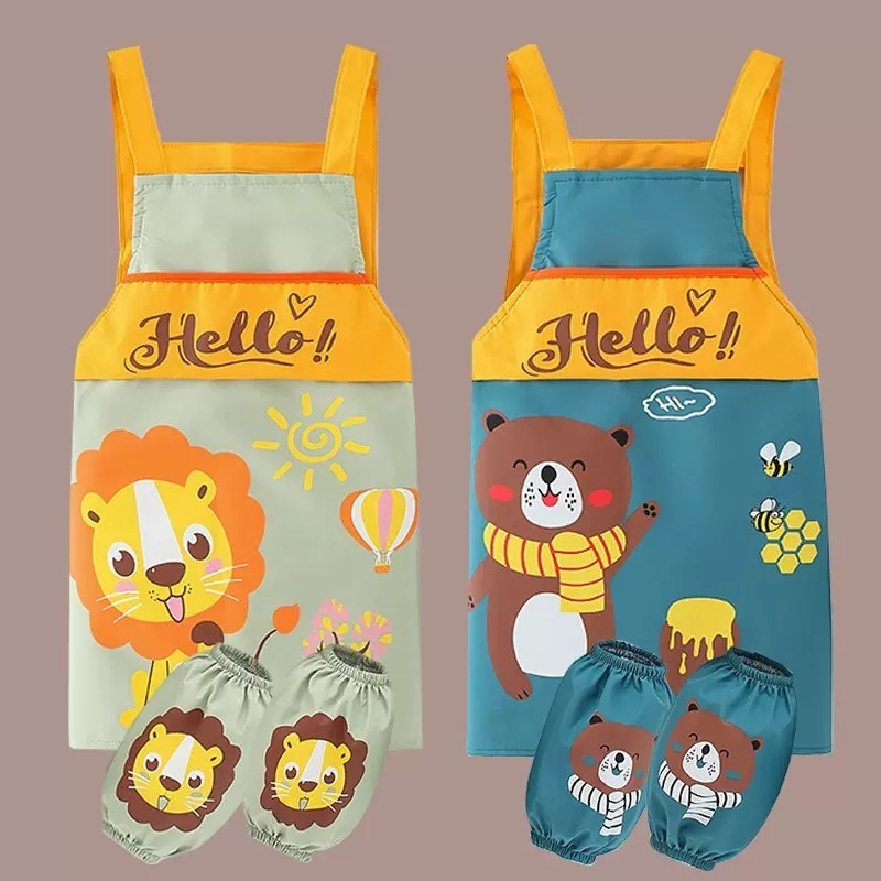 Children's apron painting smock kindergarten girl baby eating bib boy waterproof dirty painting art anti-new style