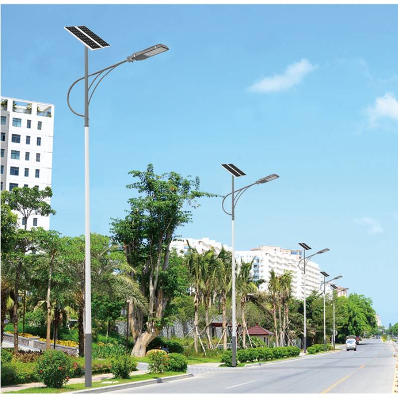 人体感应8米led太阳能路灯120W农村工程款锥杆海螺臂单头整晚亮灯 - 图0