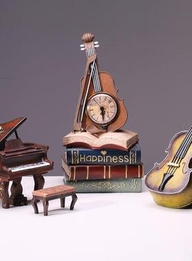 创意小琴钢琴吉他复摆件提工艺品家居饰道F755JT56品模型古怀旧具